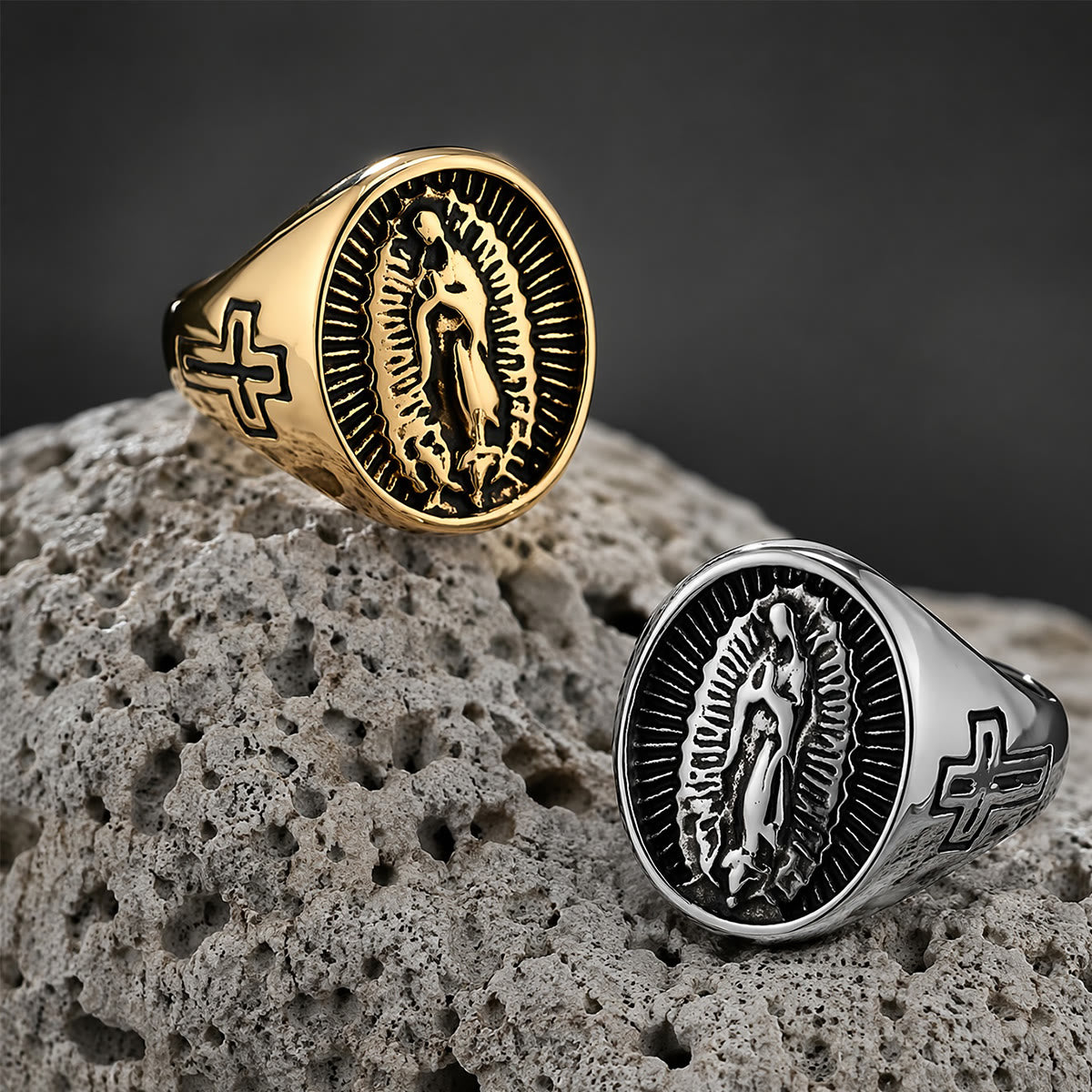 Deep Relief Our Lady Of Guadalupe Cross Statement Ring: Timeless Emblem of Unshakable Sacred Faith