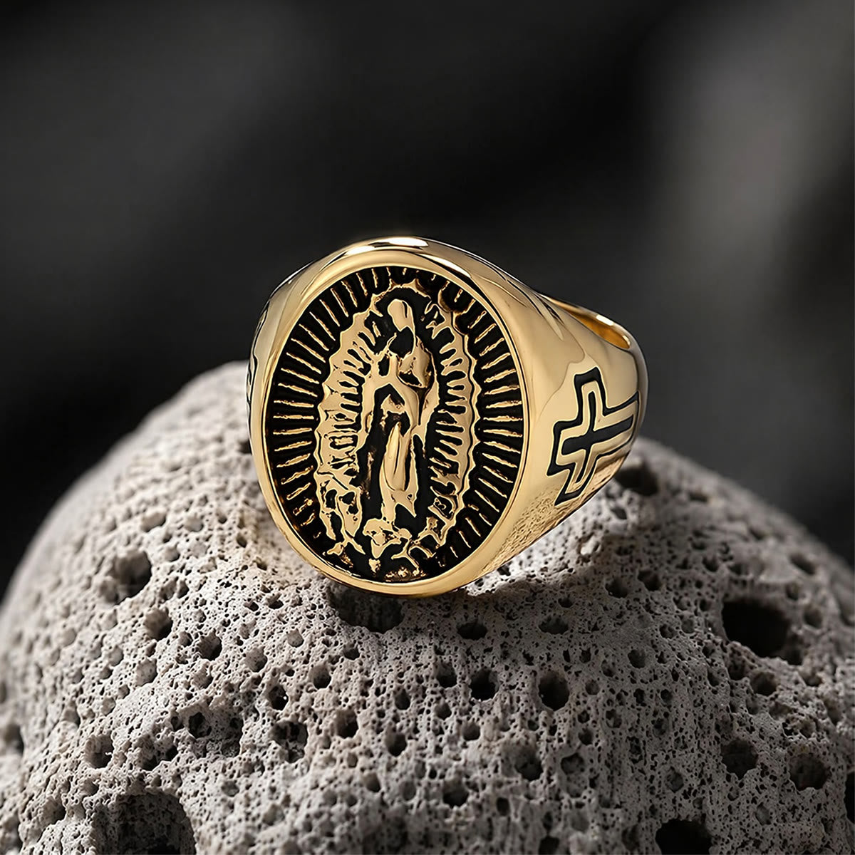 Deep Relief Our Lady Of Guadalupe Cross Statement Ring: Timeless Emblem of Unshakable Sacred Faith