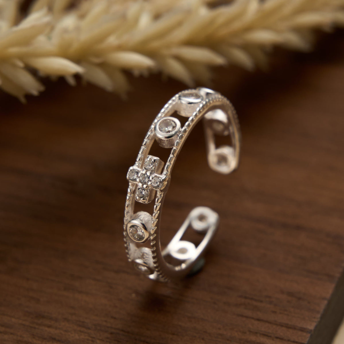 Sterling Silver Hollow Cross Open Adjustable Ring: Timeless Emblem of Unshakable Sacred Faith