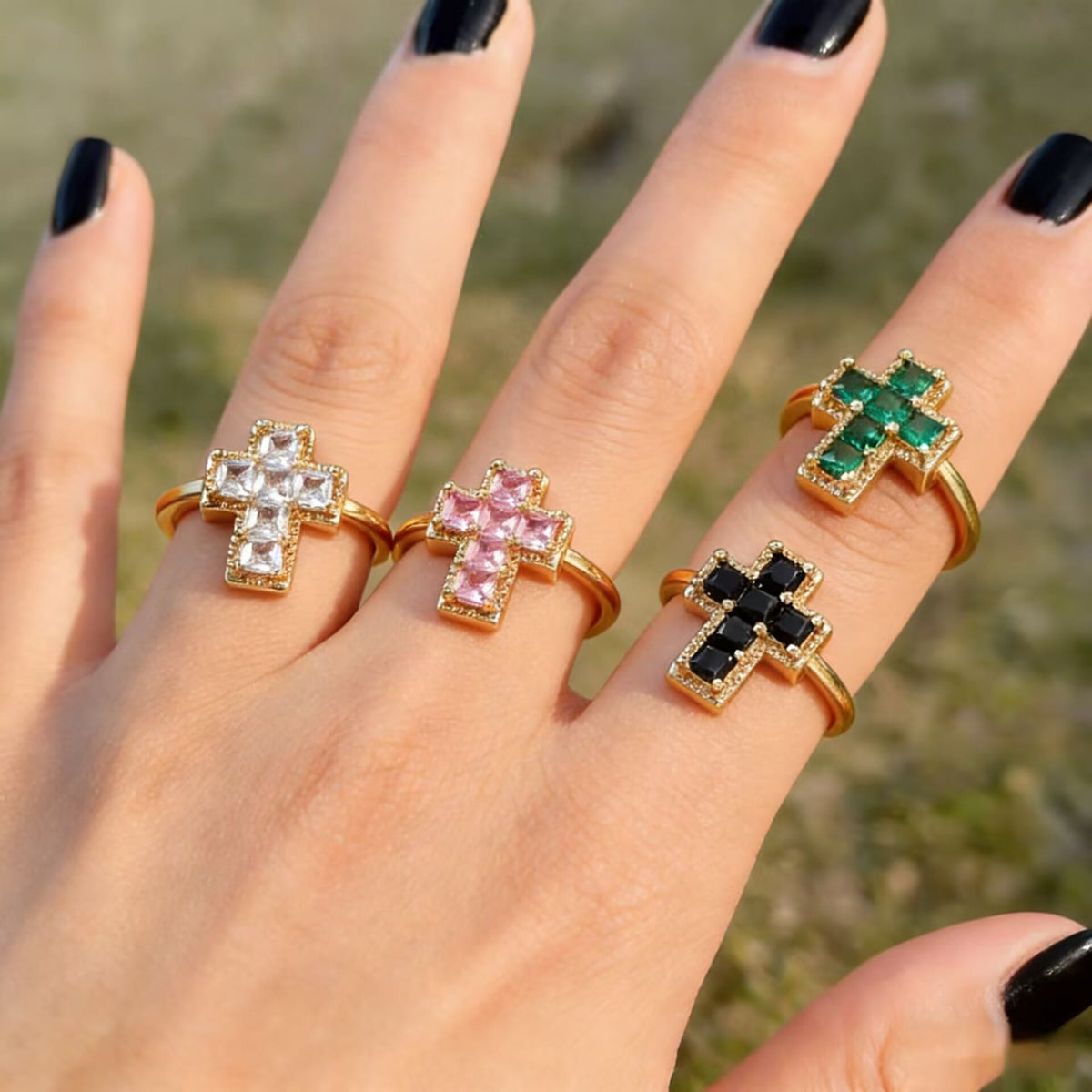 Multi-Tone Framed Cross Adjustable Faith Ring: Timeless Emblem of Unshakable Sacred Faith