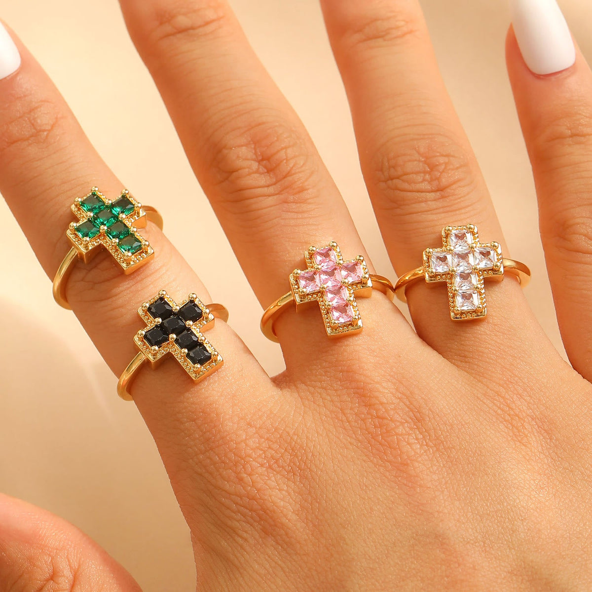 Multi-Tone Framed Cross Adjustable Faith Ring: Timeless Emblem of Unshakable Sacred Faith