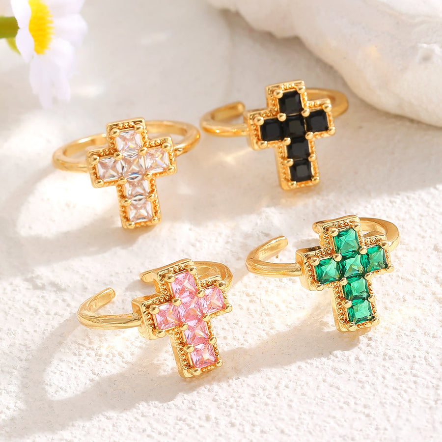 Multi-Tone Framed Cross Adjustable Faith Ring: Timeless Emblem of Unshakable Sacred Faith