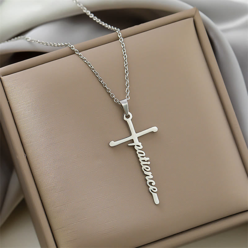 Multi Style Cursive Faith Word Integrated Cross Pendant Thin Link Chain Necklace: Timeless Emblem of Gentle Heavenly Guardianship