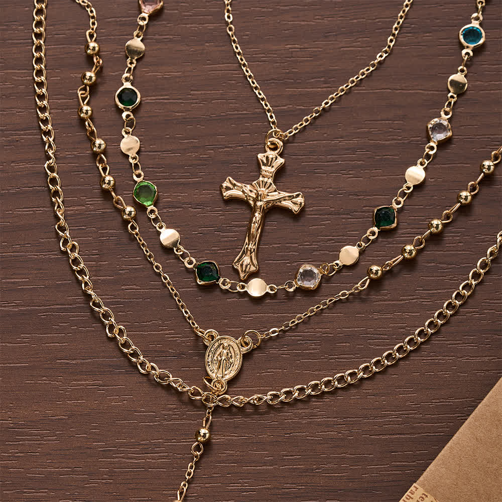 Layered Cross Necklace Set: Multistrand Faith & Fashion-Forward Expression
