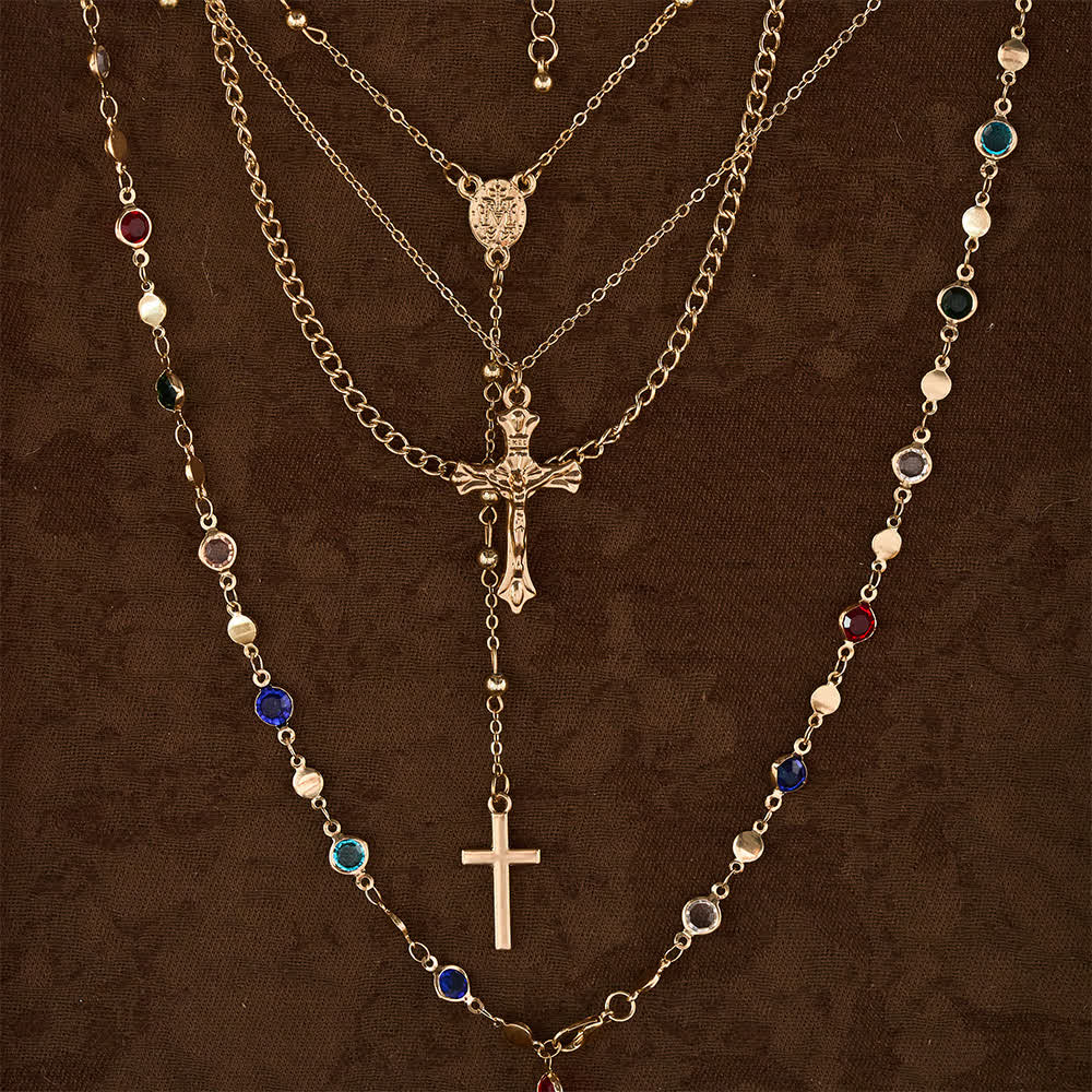 Layered Cross Necklace Set: Multistrand Faith & Fashion-Forward Expression