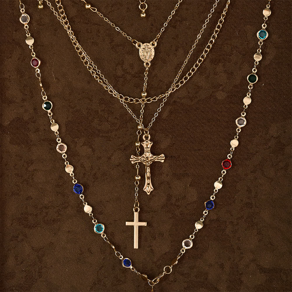 Layered Cross Necklace Set: Multistrand Faith & Fashion-Forward Expression