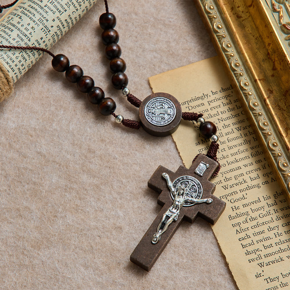 Round Bead Car Rosary Crucifix Our Lady Embossed Medal Car Hanging Pendant: A Reminder of Merciful Divine Protection on Every Trip