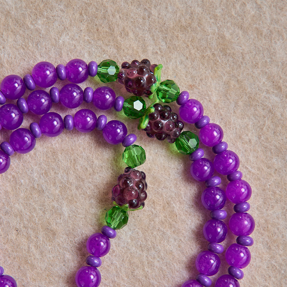 Grape Shaped Glass Bead Rosary With Enamel Crucifix: Emblem of Eucharistic Heavenly Blessing