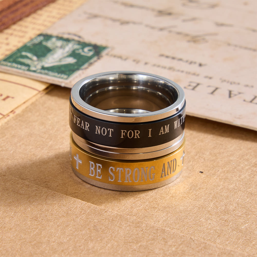 Engraved Cross Scripture Rotatable Anxiety Relief Wide Band Ring: Timeless Emblem of Unshakable Sacred Faith