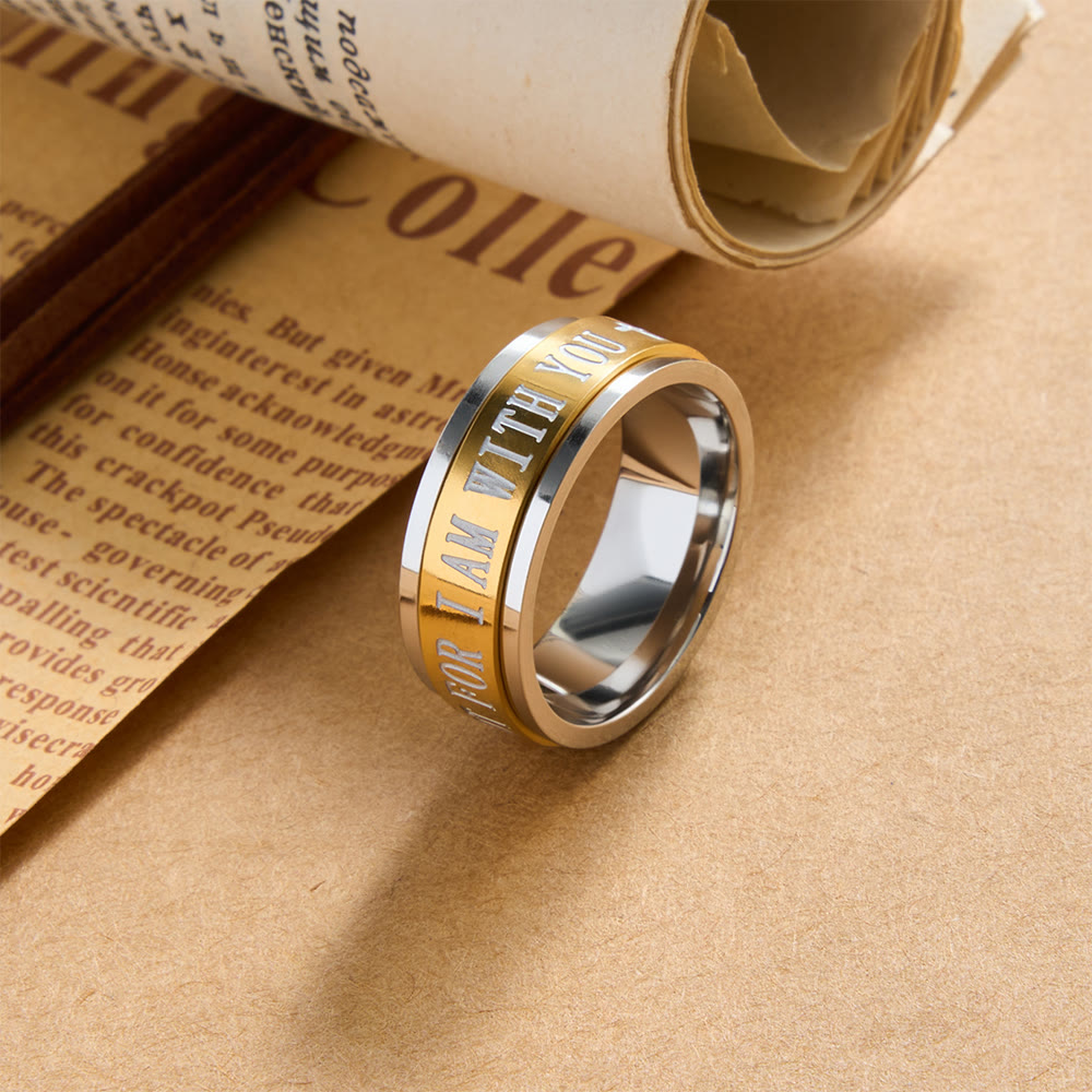 Engraved Cross Scripture Rotatable Anxiety Relief Wide Band Ring: Timeless Emblem of Unshakable Sacred Faith