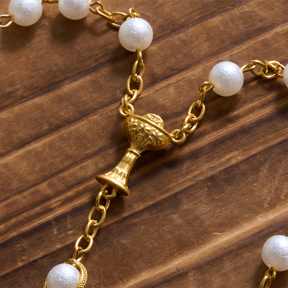 Wedding Couple Lasso Rosary Rhinestone Accented Filigree Cross Prayer Rosary: Timeless Emblem of Gentle Heavenly Guardianship