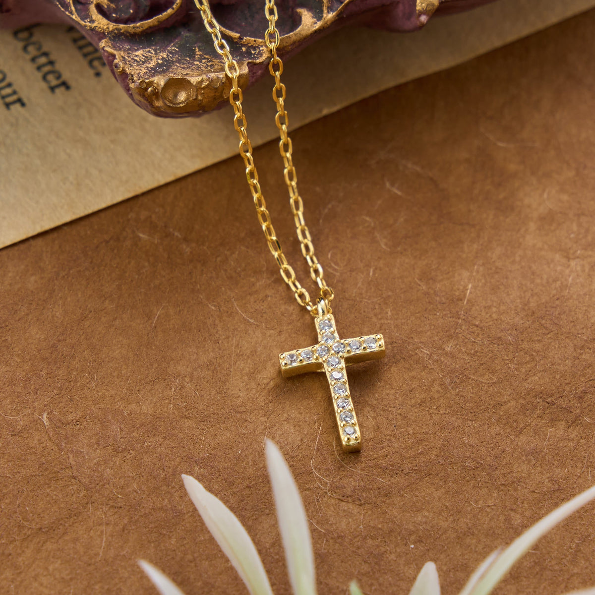 Dainty Sterling Silver Paved Accent Small Cross Daily Layering Necklace: Timeless Emblem of Gentle Heavenly Guardianship