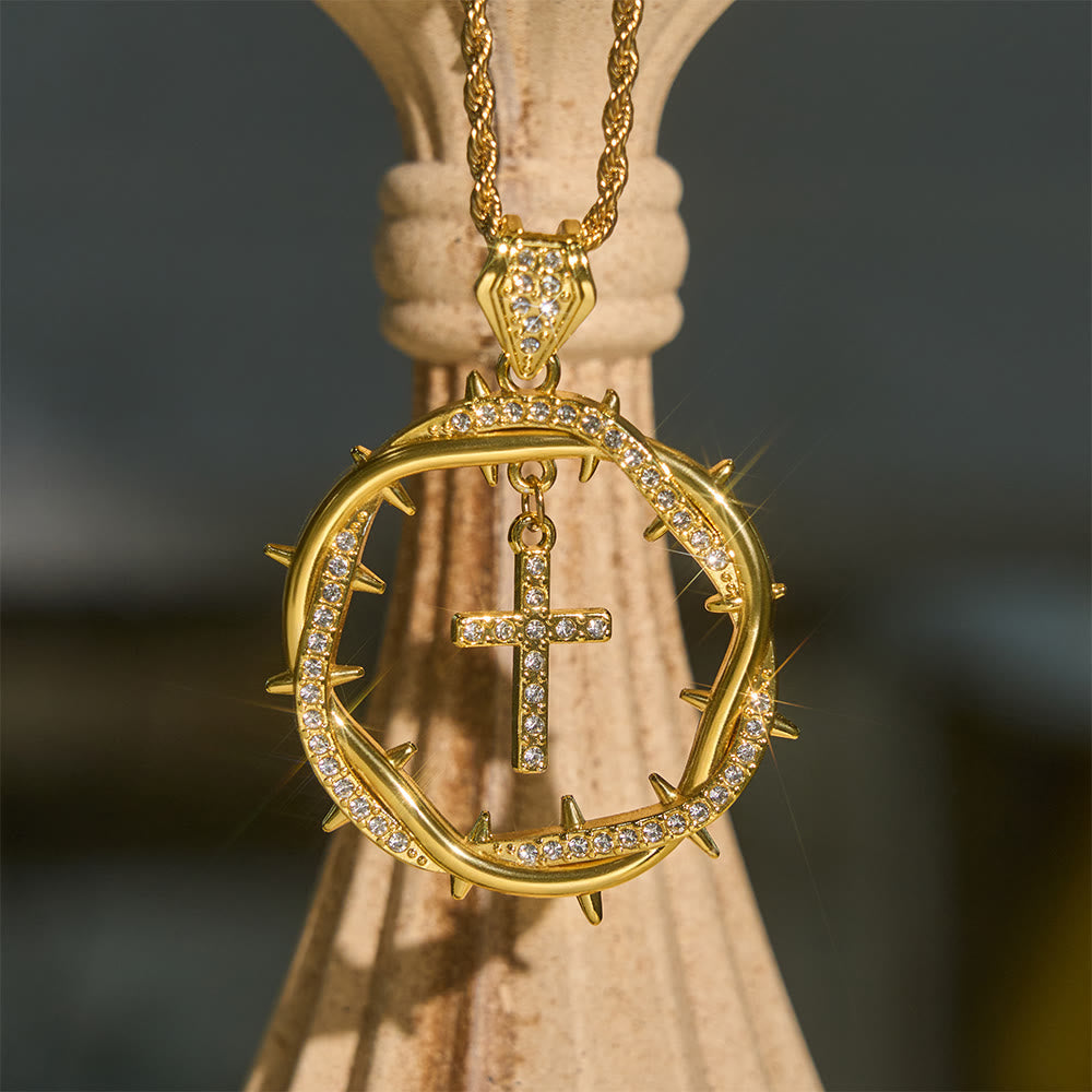 Thorn Crown & Cross Pendant: Faith & Grace Reminder for Daily Wear