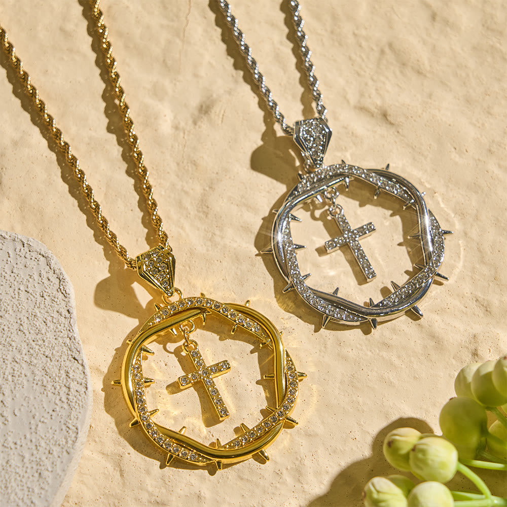 Thorn Crown & Cross Pendant: Faith & Grace Reminder for Daily Wear