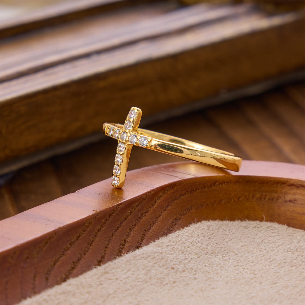 925 Silver Cross & "Trust God" Ring: Symbols of Hope