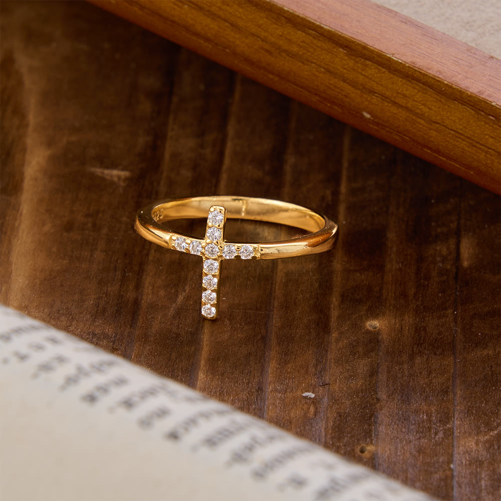 925 Silver Cross & "Trust God" Ring: Symbols of Hope