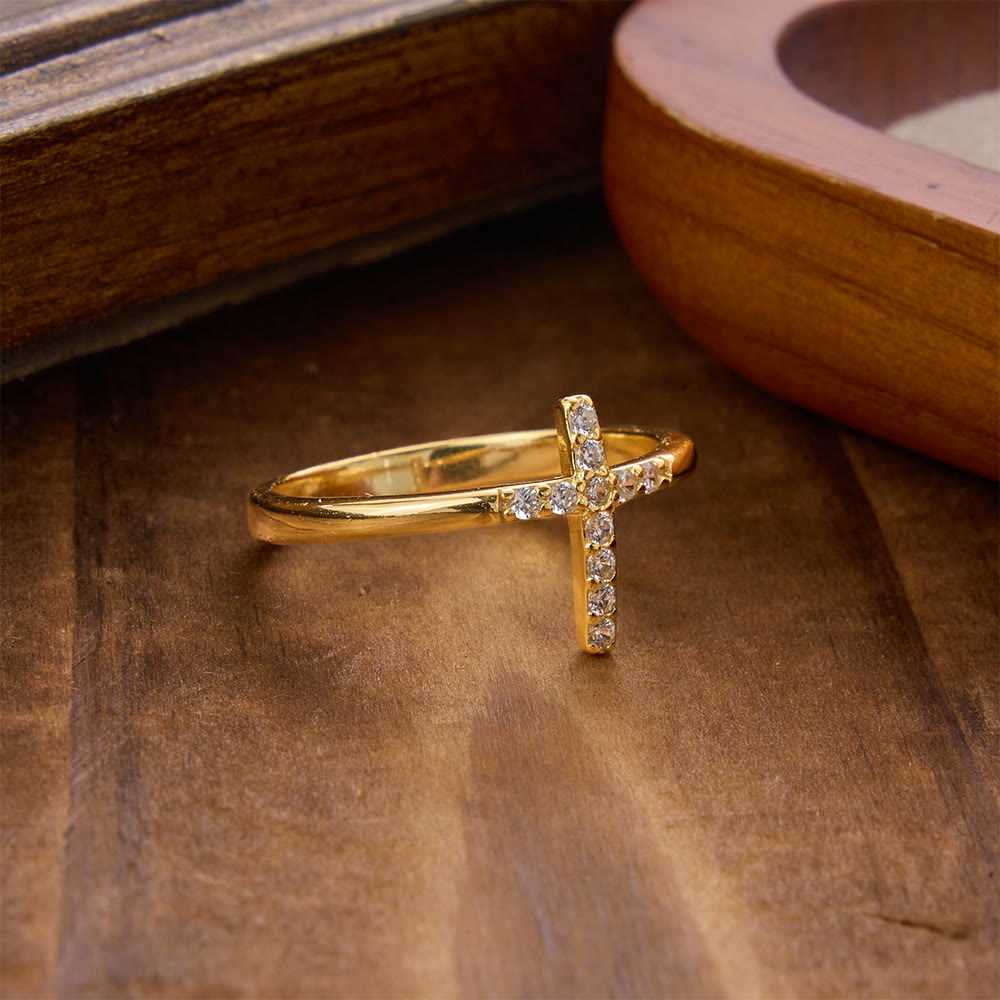 925 Silver Cross & "Trust God" Ring: Symbols of Hope