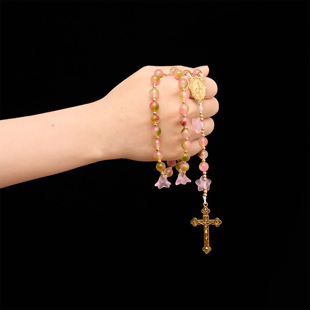 Whimsical Matte Morning Glory Gradient Bead Rosary: For Private Daily Meditation