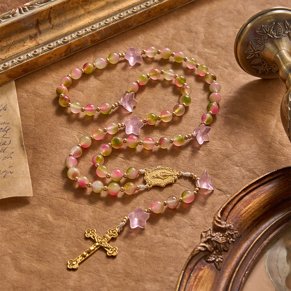 Whimsical Matte Morning Glory Gradient Bead Rosary: For Private Daily Meditation