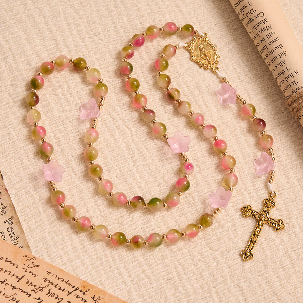 Whimsical Matte Morning Glory Gradient Bead Rosary: For Private Daily Meditation