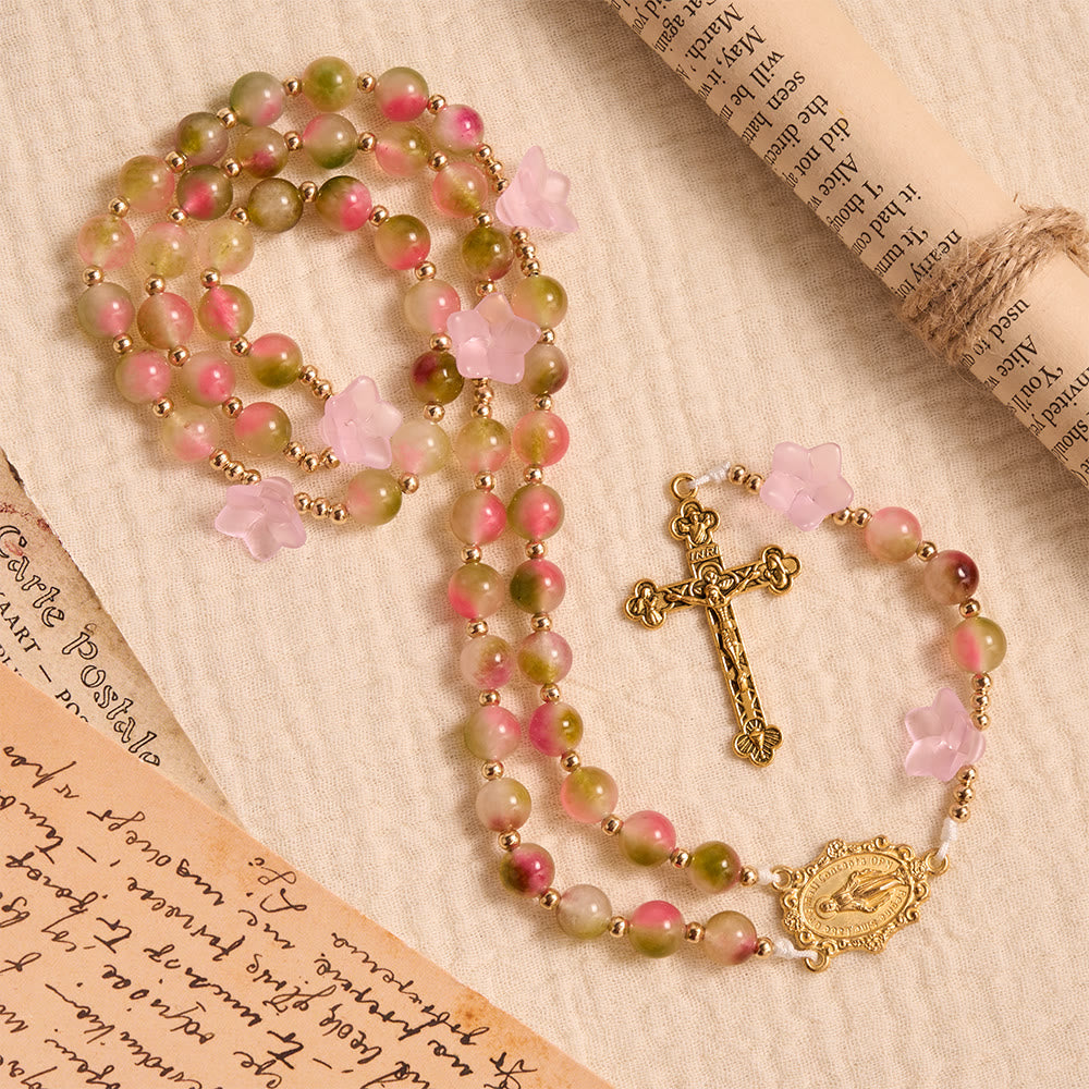 Whimsical Matte Morning Glory Gradient Bead Rosary: For Private Daily Meditation