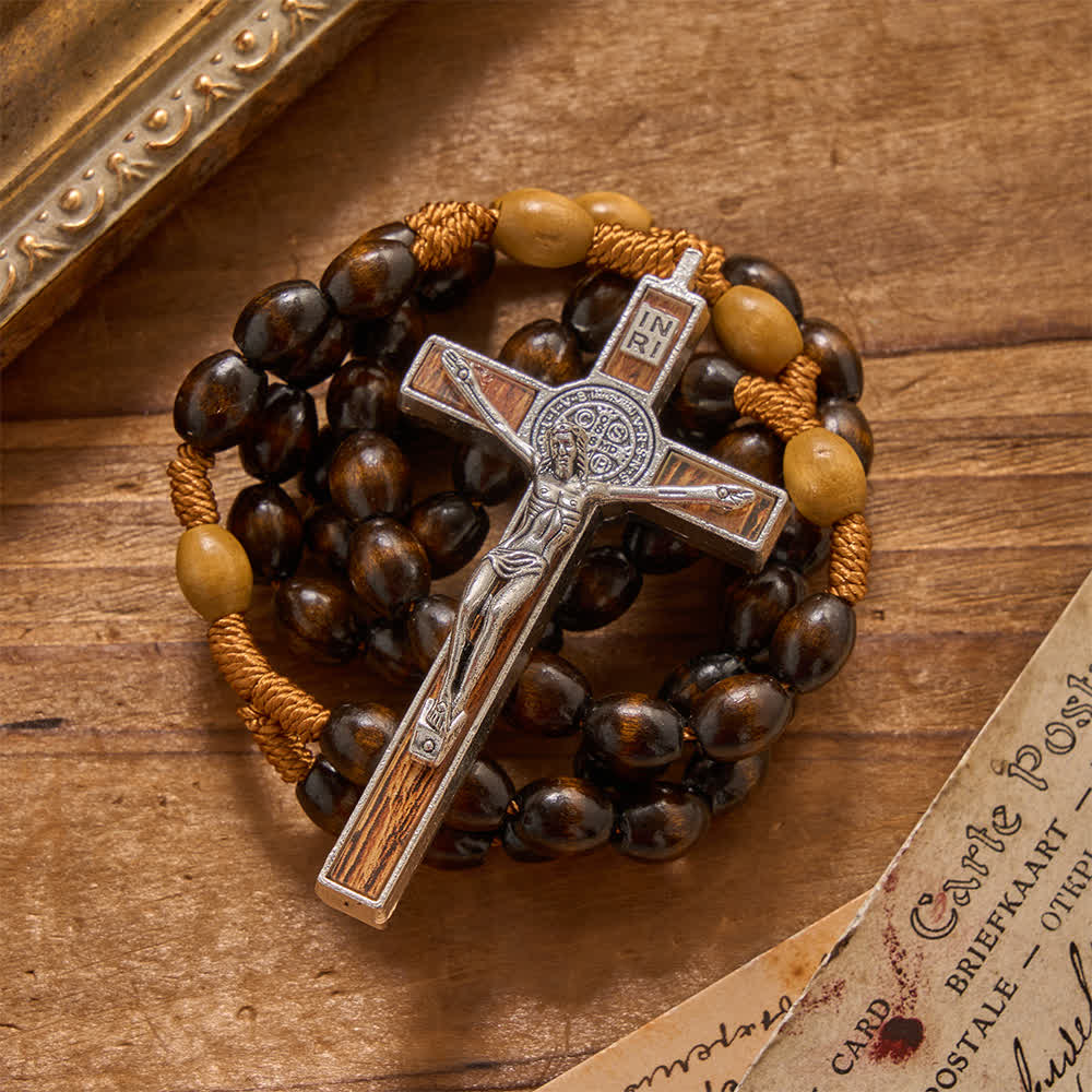 Earthy Textured Natural Wood Bead Knotted Rosary: For Private Silent Meditation