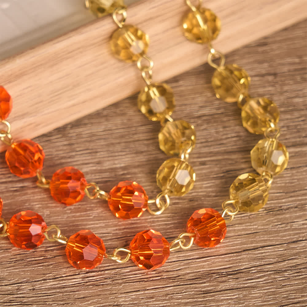 Vibrant Multi-Tone Glass Saint Benedict Rosary: For Chapel Worship & Daily Handheld Prayer