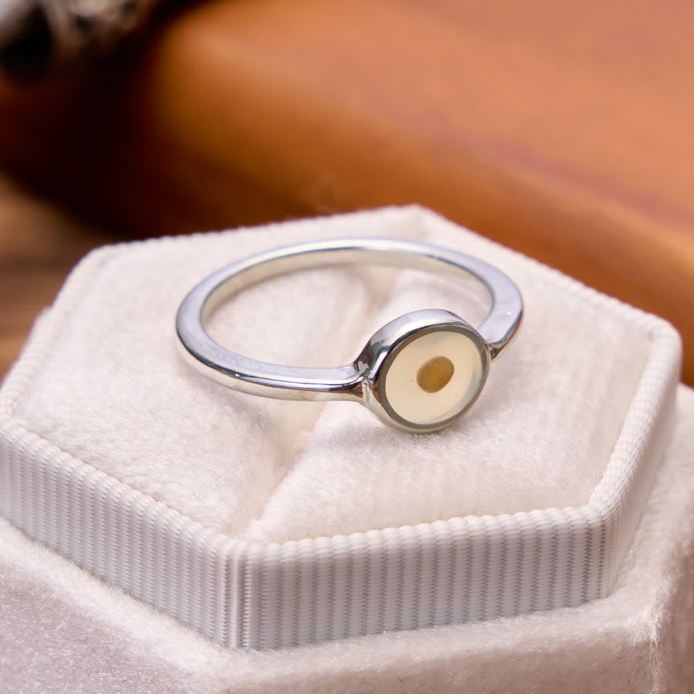 Minimal Polished Mustard Seed Bezel Set Slim Ring: Emblem of Unwavering Heavenly Faith