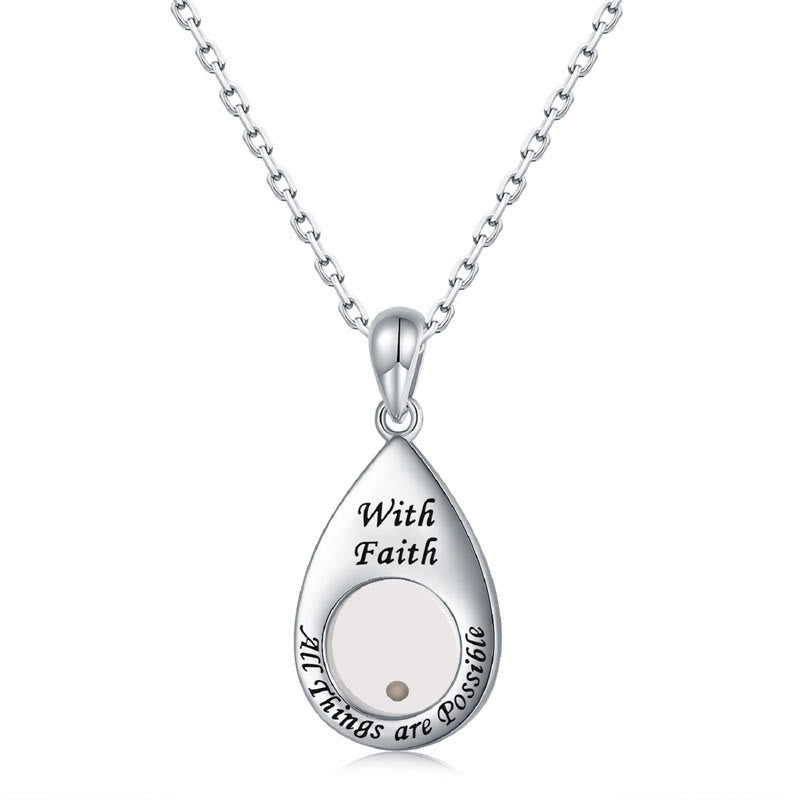 Teardrop Mustard Seed Faith Pendant Necklace: Emblem of Mighty Gentle Hope