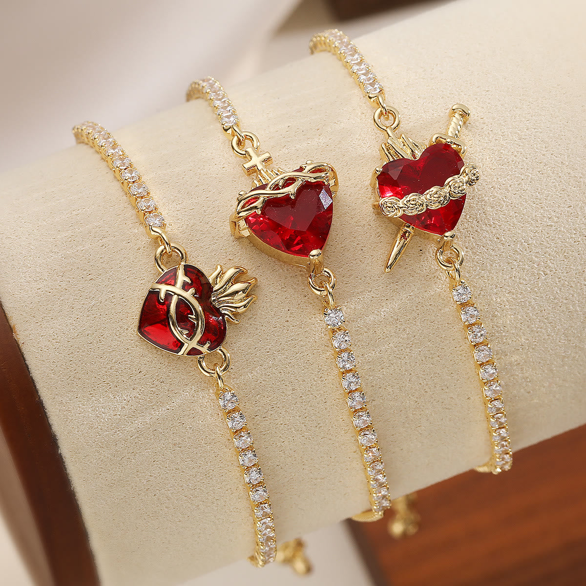 Sparkling Cubic Zirconia Sacred Heart Slider Bracelet: Emblem of Enduring Heavenly Love