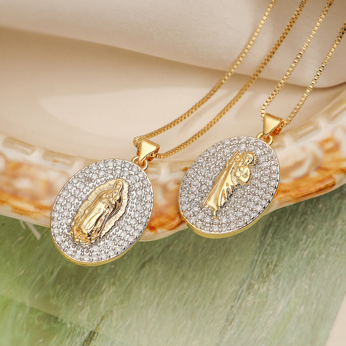Sparkling Guadalupe & St. Christopher Medallion Chain: Talisman of Safe Journeys and Motherly Blessings