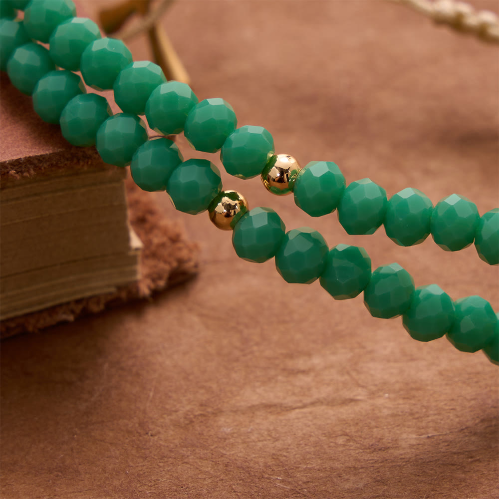 Faceted Crystal Bead Knotted Rosary Bracelet With Cross Charm: Emblem of Gentle Celestial Blessings