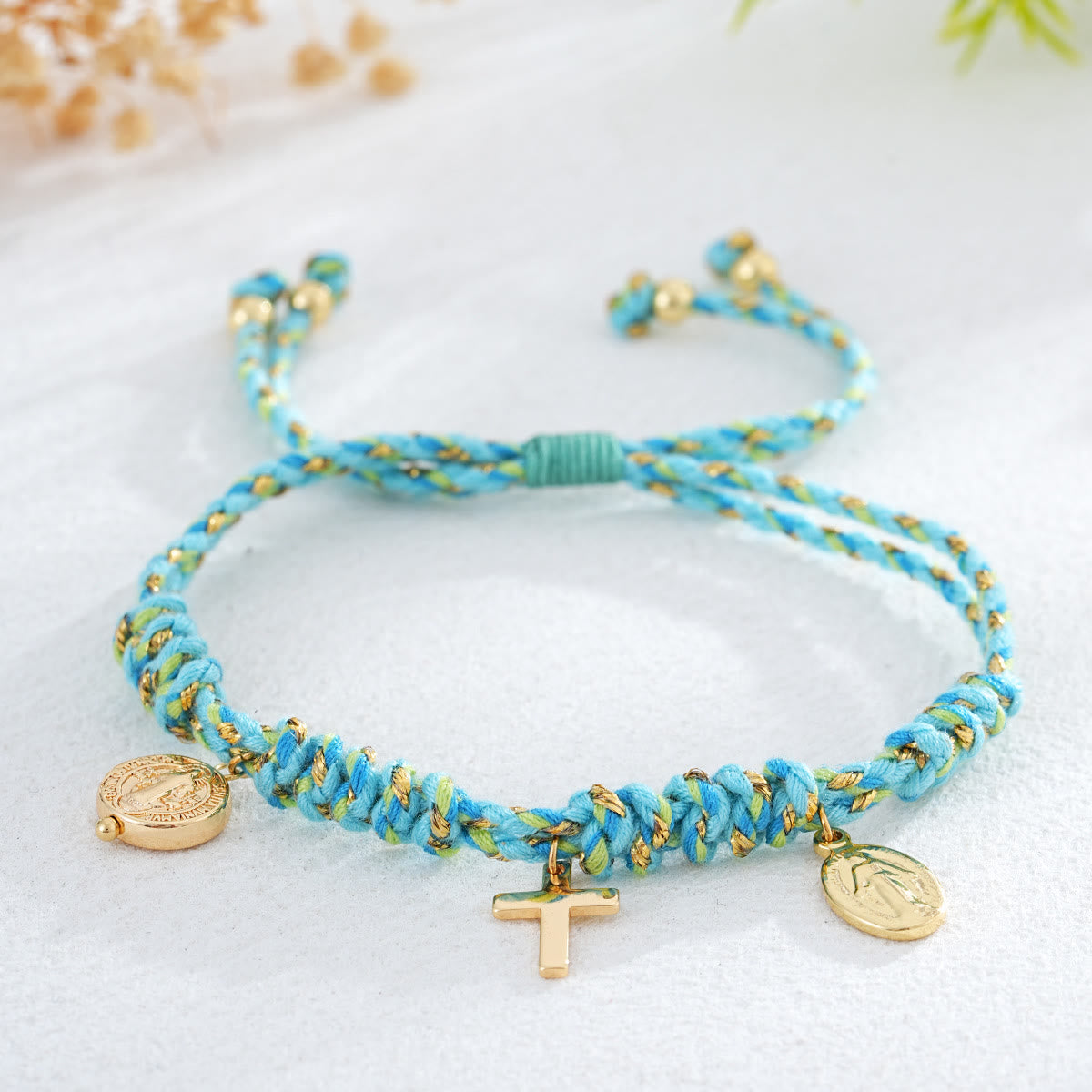 Bohemian Twisted Rope Cross Charm Wristband: Emblem of Gentle Divine Comfort