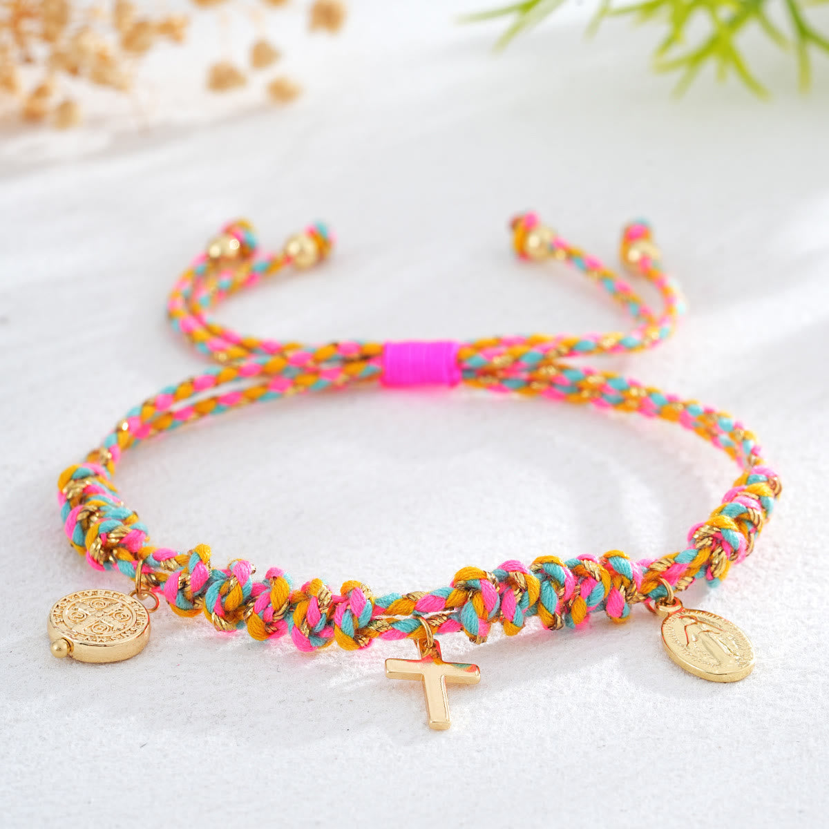 Bohemian Twisted Rope Cross Charm Wristband: Emblem of Gentle Divine Comfort