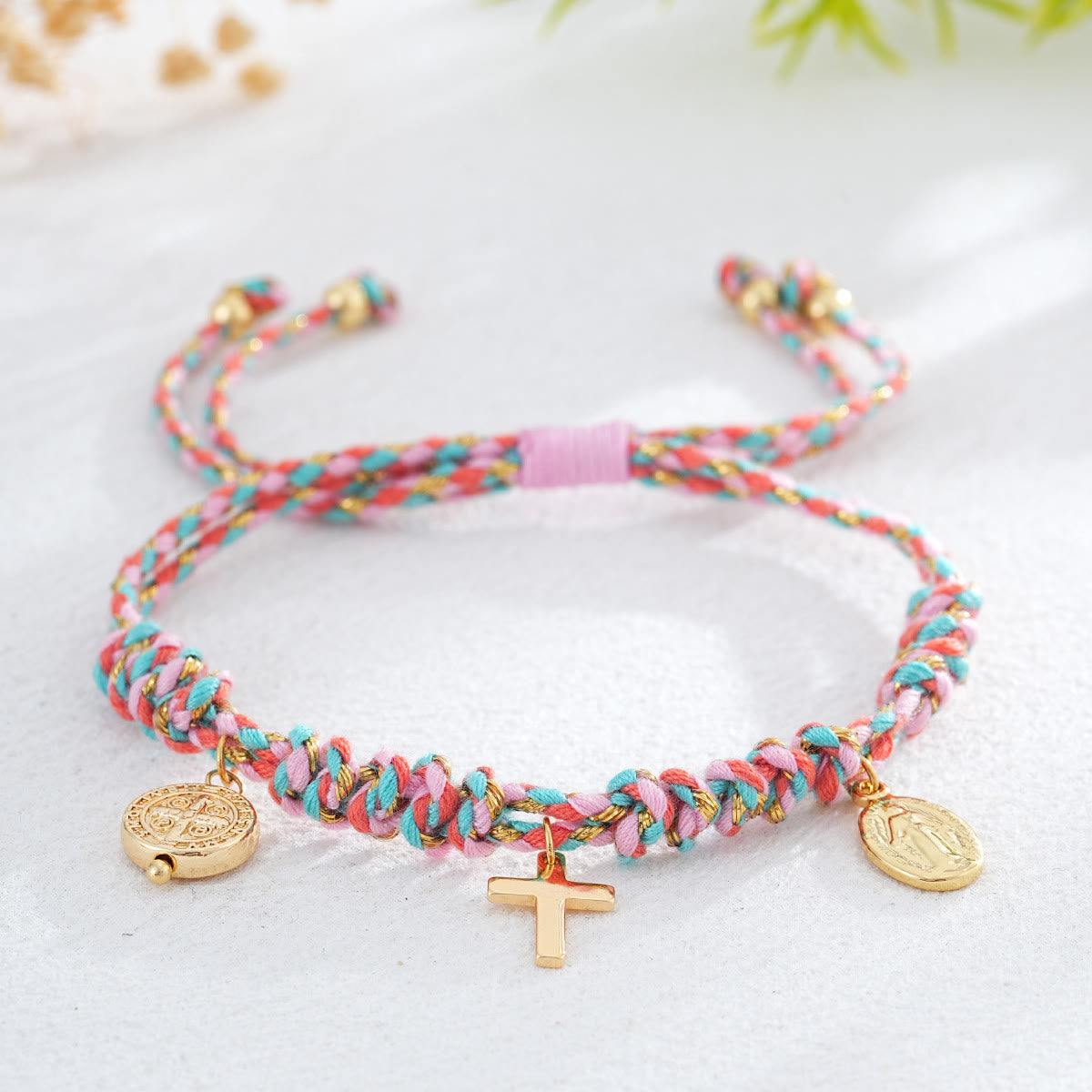 Bohemian Twisted Rope Cross Charm Wristband: Emblem of Gentle Divine Comfort