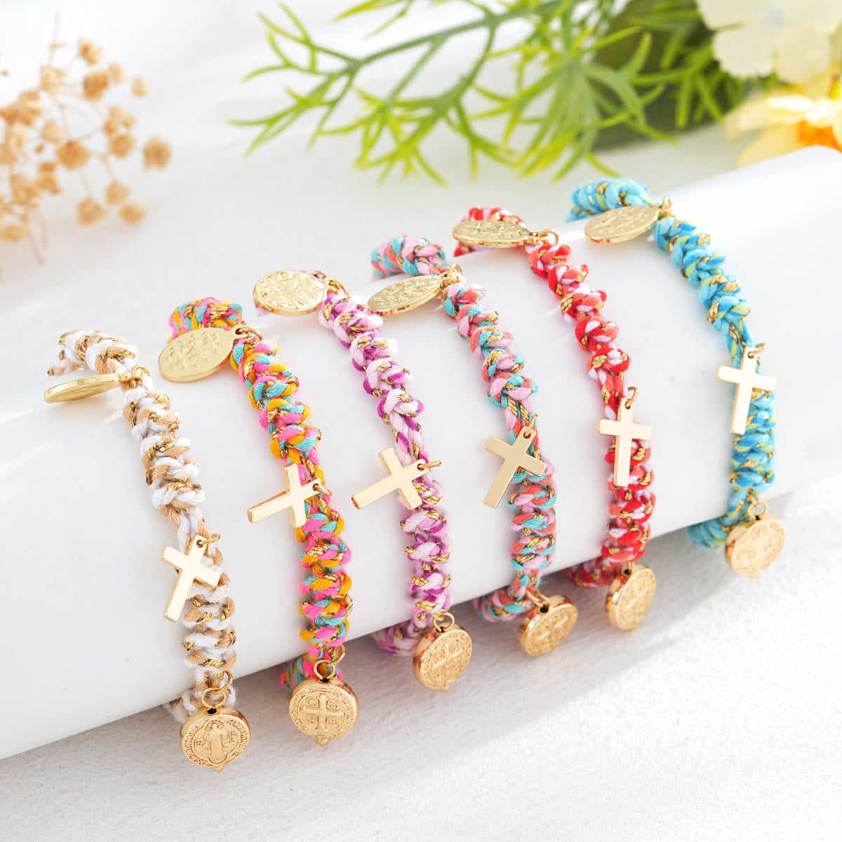 Bohemian Twisted Rope Cross Charm Wristband: Emblem of Gentle Divine Comfort