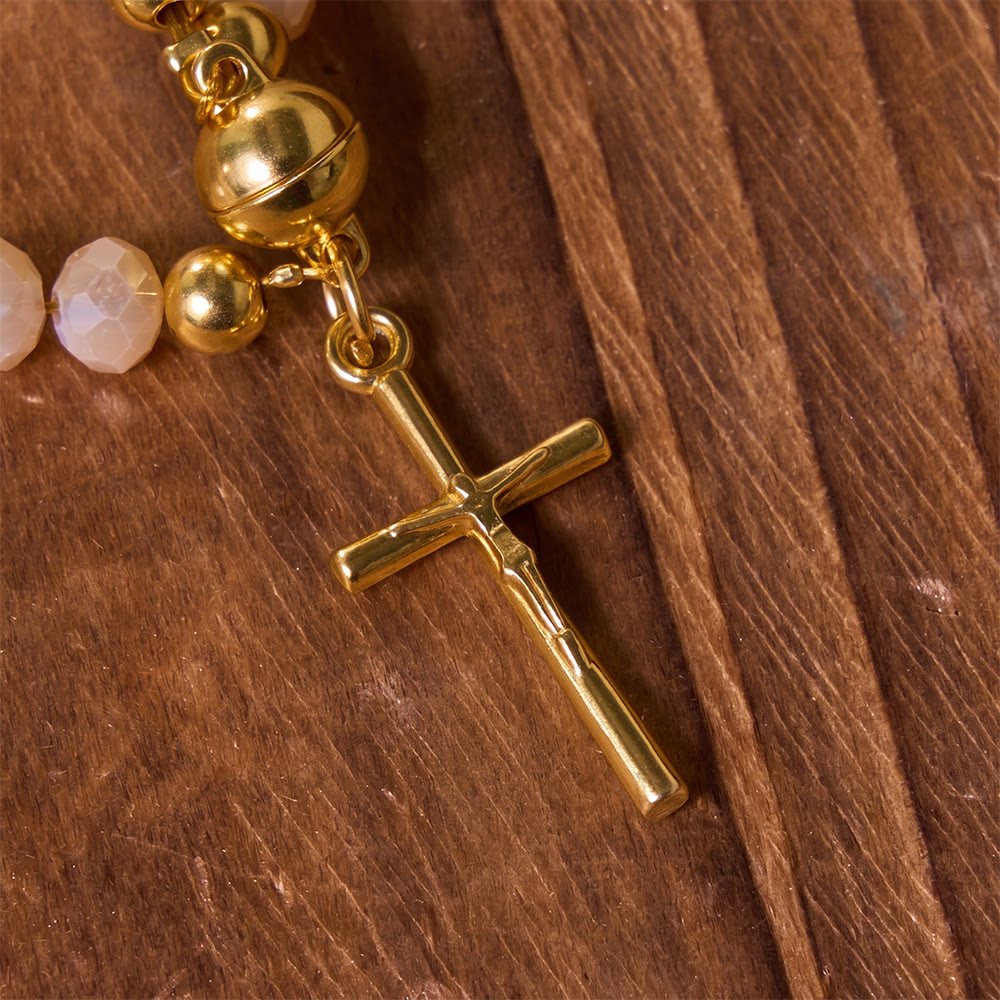 Versatile Layerable Bead Rosary Bracelet: Emblem of Warm Celestial Blessing