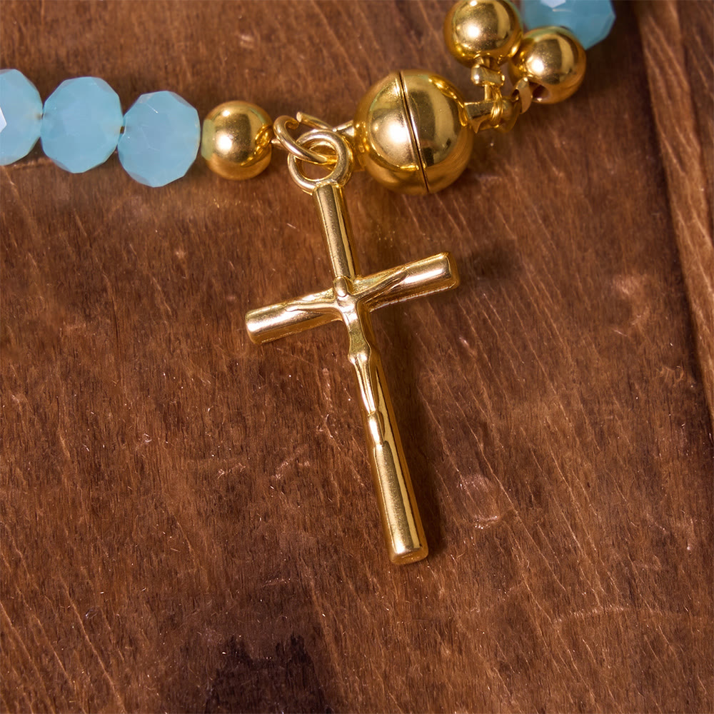 Versatile Layerable Bead Rosary Bracelet: Emblem of Warm Celestial Blessing