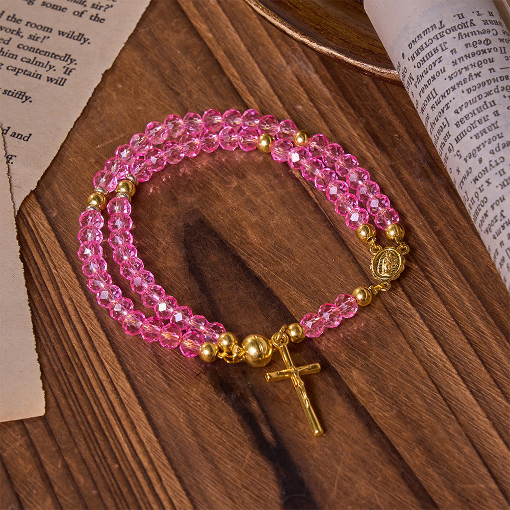 Versatile Layerable Bead Rosary Bracelet: Emblem of Warm Celestial Blessing
