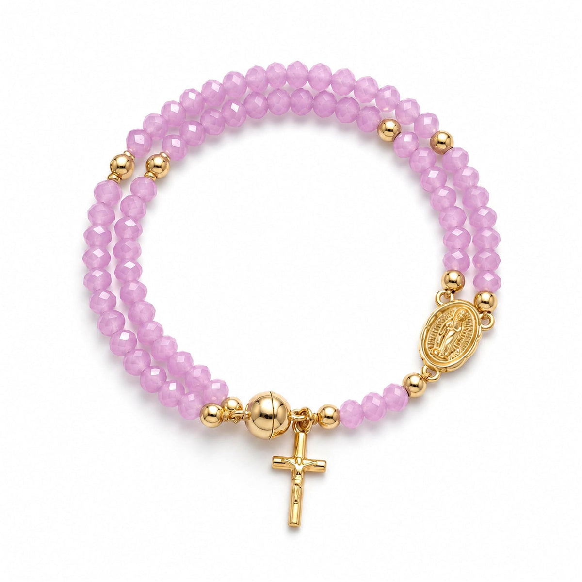 Versatile Layerable Bead Rosary Bracelet: Emblem of Warm Celestial Blessing