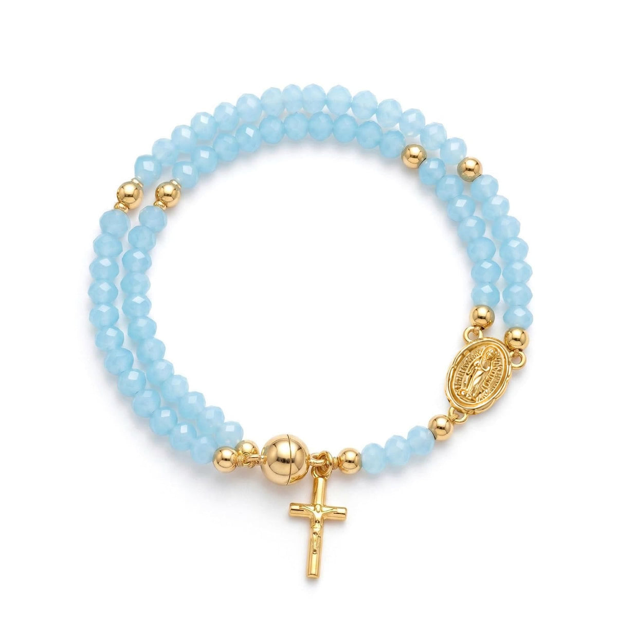 Versatile Layerable Bead Rosary Bracelet: Emblem of Warm Celestial Blessing