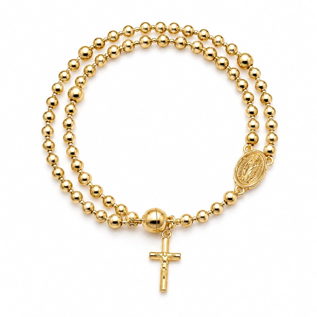 Versatile Layerable Bead Rosary Bracelet: Emblem of Warm Celestial Blessing
