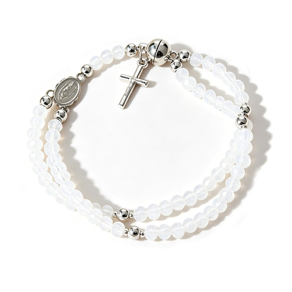 Versatile Layerable Bead Rosary Bracelet: Emblem of Warm Celestial Blessing