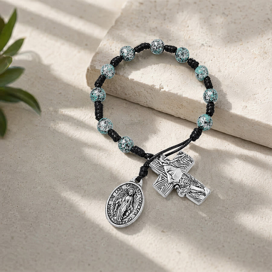 Dual-Style Devotional Rosary With Marian Medal & Cross Charms: Token of Gentle Divine Mercy