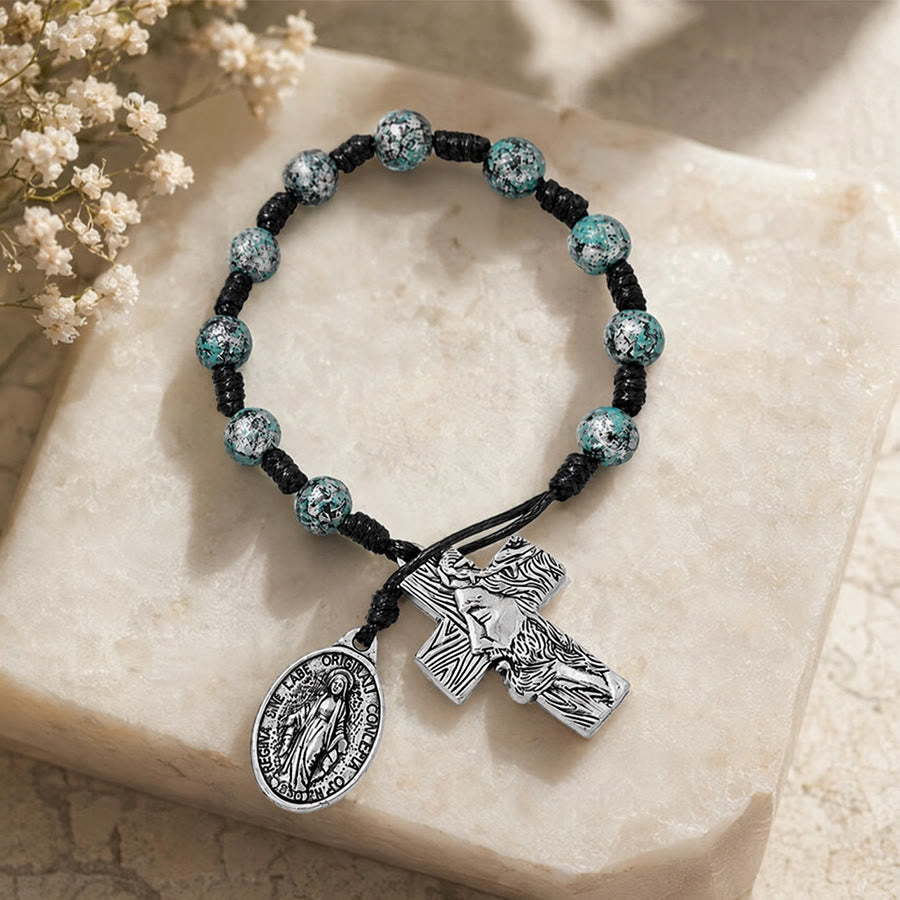Dual-Style Devotional Rosary With Marian Medal & Cross Charms: Token of Gentle Divine Mercy