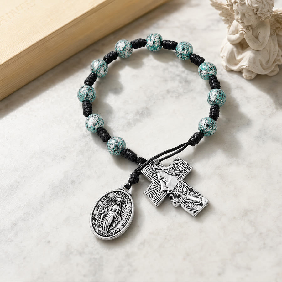Dual-Style Devotional Rosary With Marian Medal & Cross Charms: Token of Gentle Divine Mercy