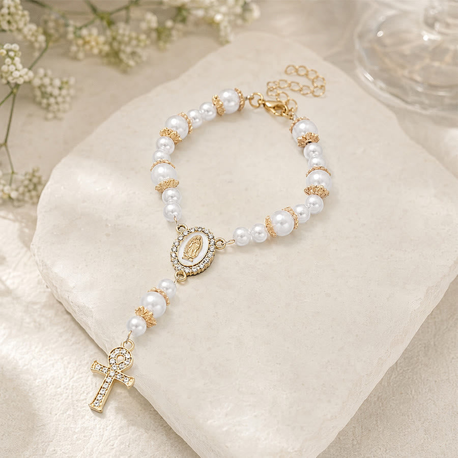 Dual-Style Devotional Rosary With Marian Medal & Cross Charms: Token of Gentle Divine Mercy