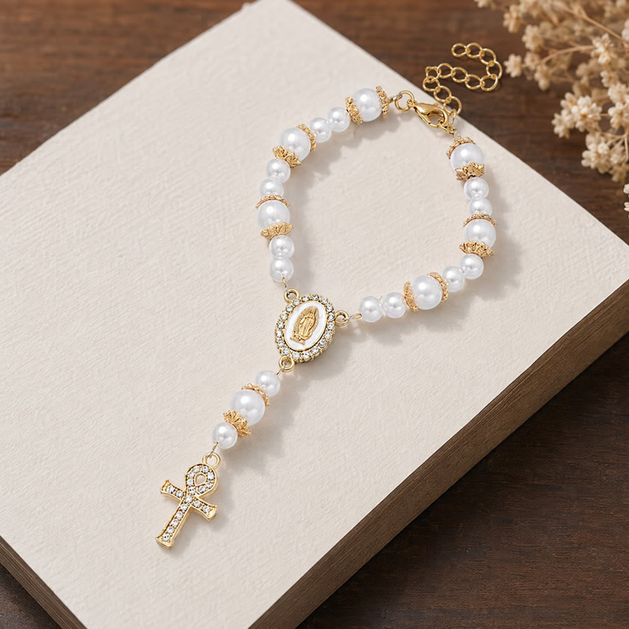 Dual-Style Devotional Rosary With Marian Medal & Cross Charms: Token of Gentle Divine Mercy