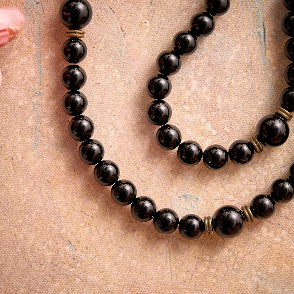 Polished Natural Obsidian St.Benedict Rosary: Emblem of Solid Heavenly Protection