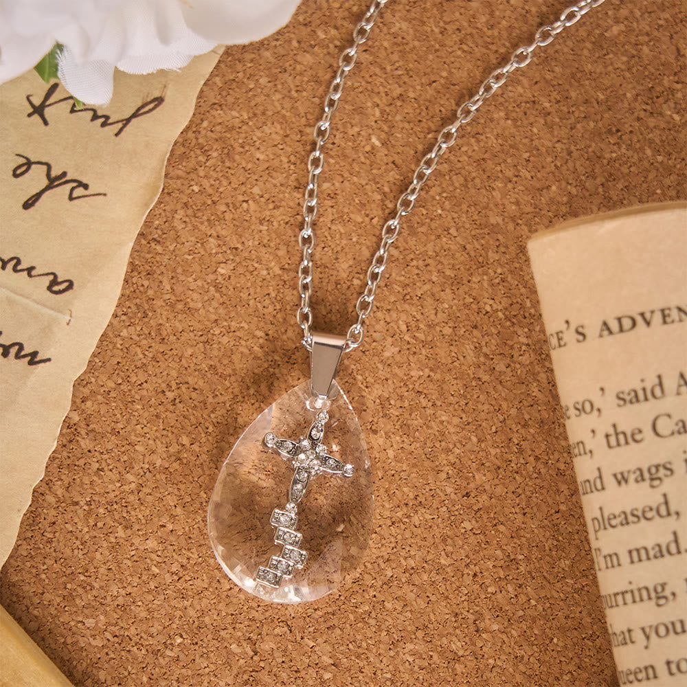 Multi-Style Sacred Motif Teardrop Crystal Chain Necklace: Icon of Diversified Devotional Comfort
